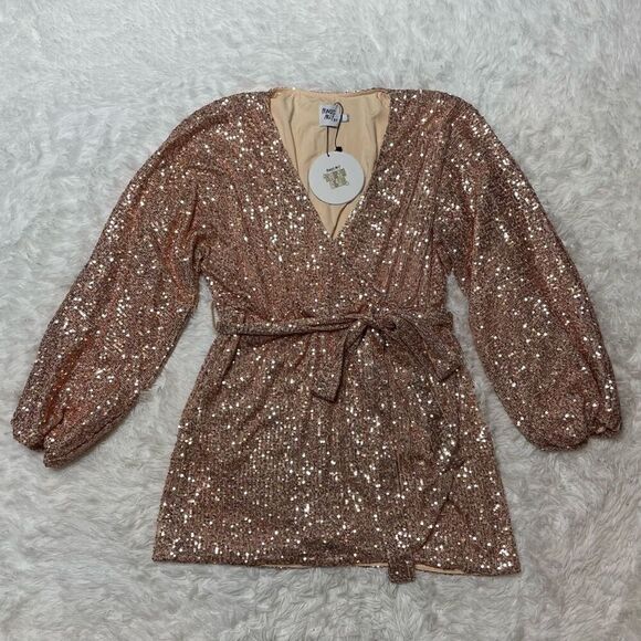 Princess Polly Sequin Mini Dress in Rose Gold - Picture 2 of 12